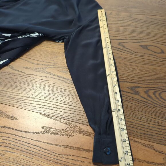 Vintage Diane Gilman Zebra Print Button-Up Black‎ White Silk Sequin Blouse Sz S - Picture 14 of 16